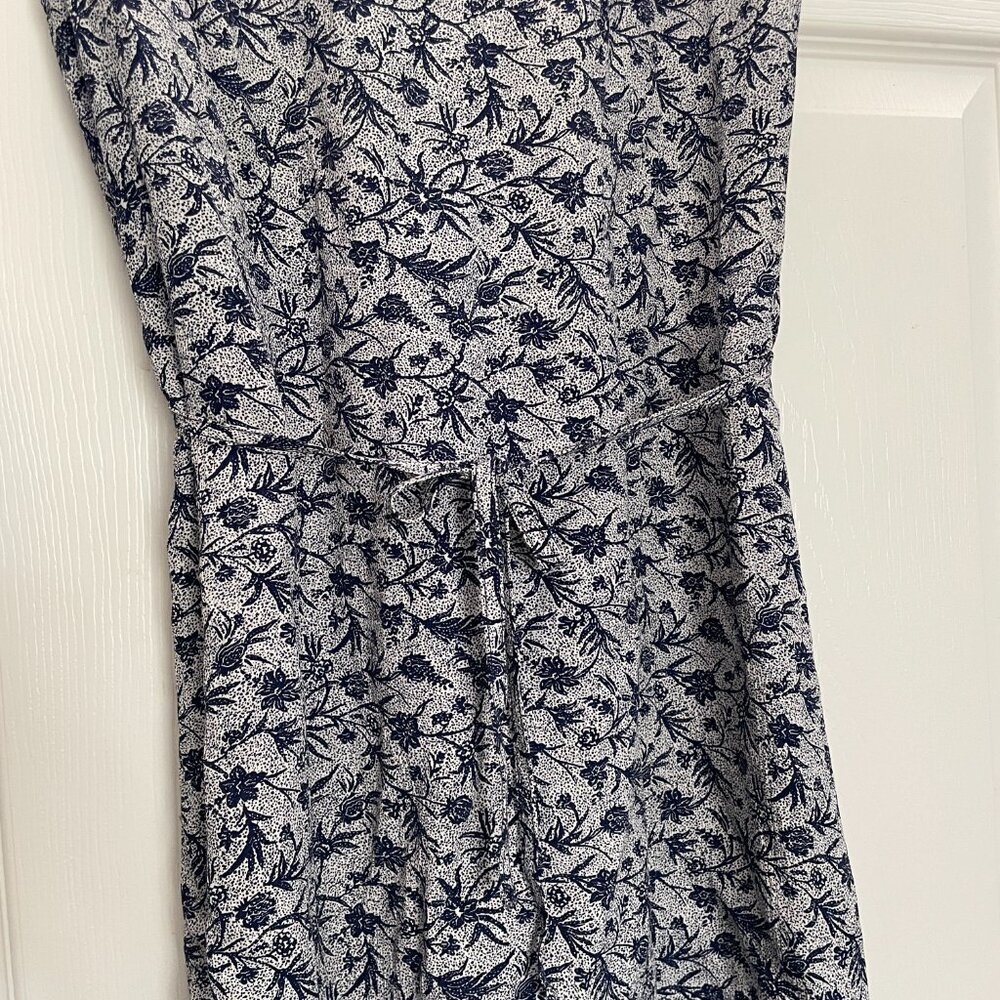 Vintage J.Jill LTD Maxi Dress Small Blue White Floral Sleeveless Rayon USA Made - Picture 7 of 14